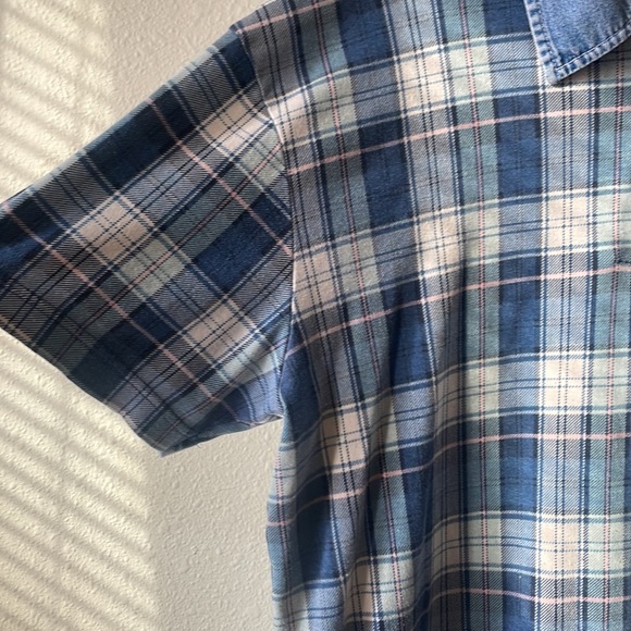 Vintage plaid denim collared button short sleeve by Ashly Brent - Picture 3 of 5
